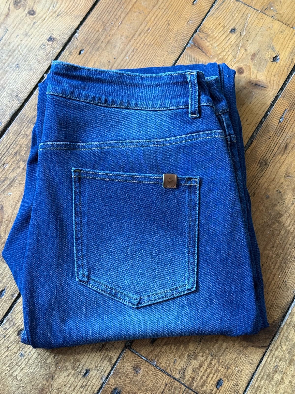 Halara Jeans Womens Size Large High Waist Wide Leg Blue Denim Stretch Pull On