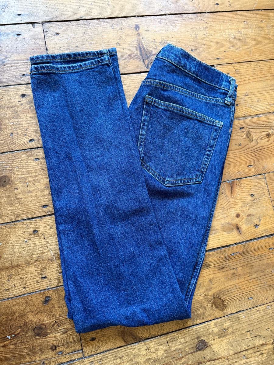 ZARA Slim Full Length Blue Jeans UK 10 W29 W30 L29 High Rise Denim Trousers