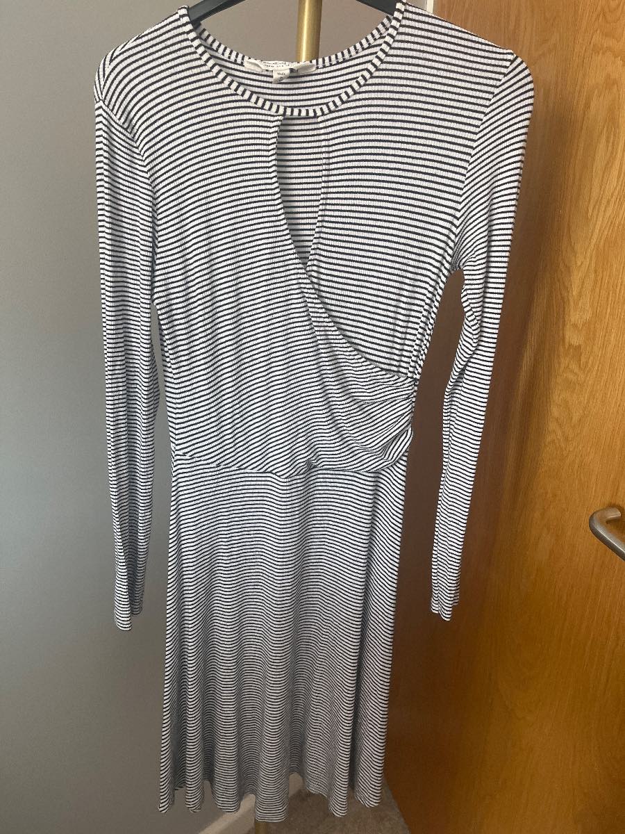 Miss selfridge uk 12 black and white stripe dress