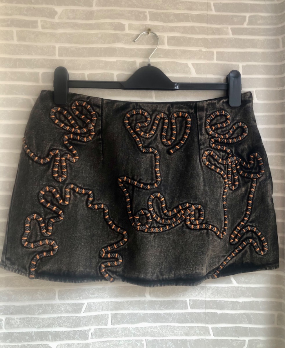 Collusion Festival Micro Mini 100% Cotton Corded Embroidery Skirt UK 12 NEW