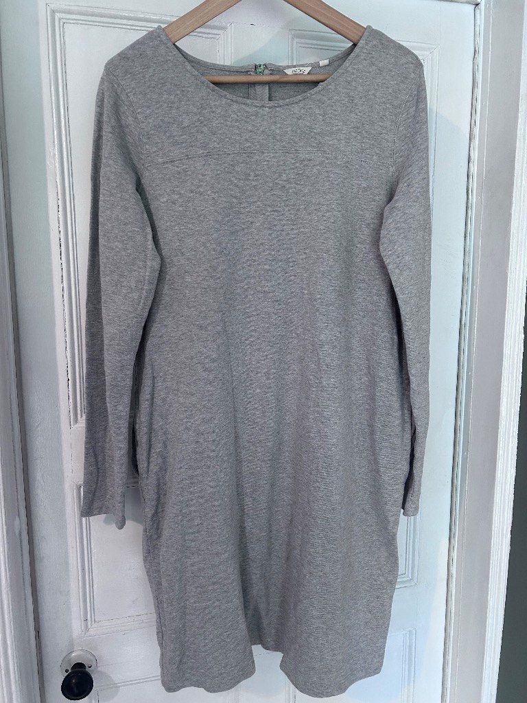 FatFace Grey Marl Cotton Jumper Dress Size M Pocket Sweatshirt Dress UK 12 14