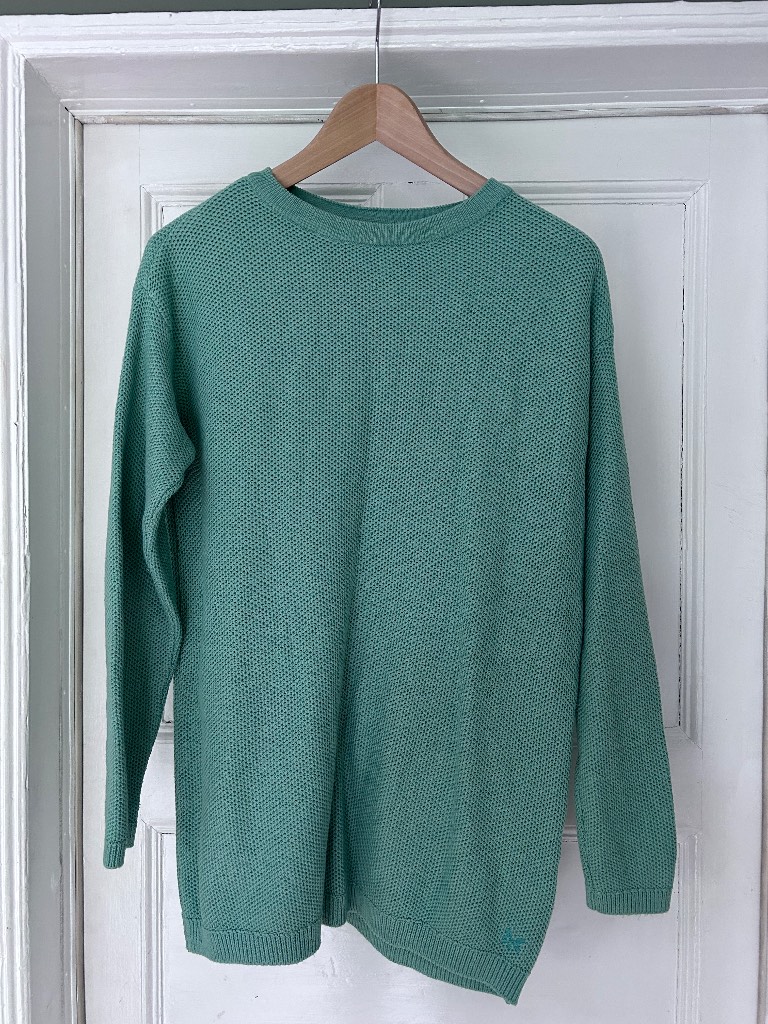 Crew Clothing Jumper UK 12 Green Textured Knit Cotton Blend Casual