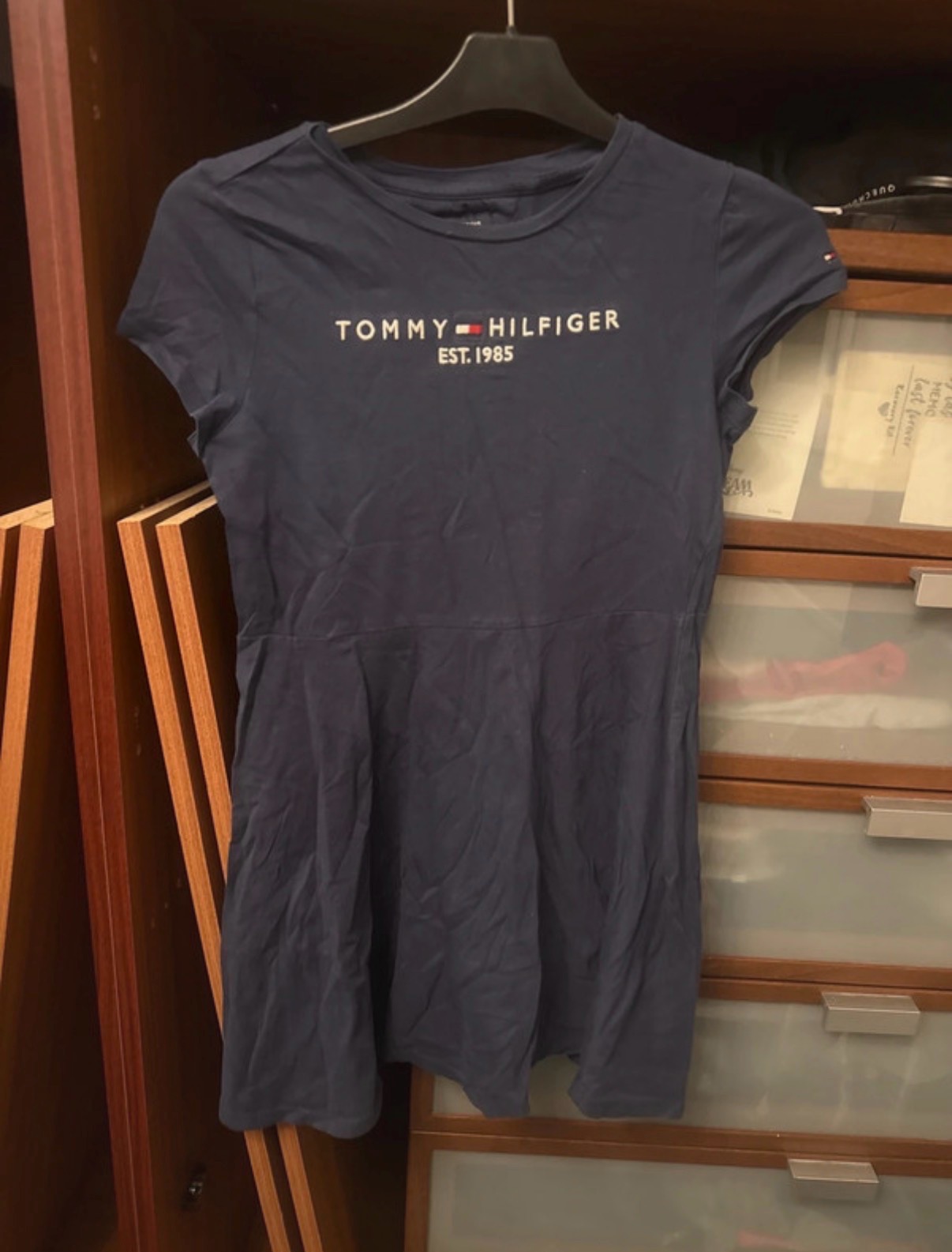 Girls Tommy Hilfiger short sleeve round neck cotton summer dress size L (12-14)