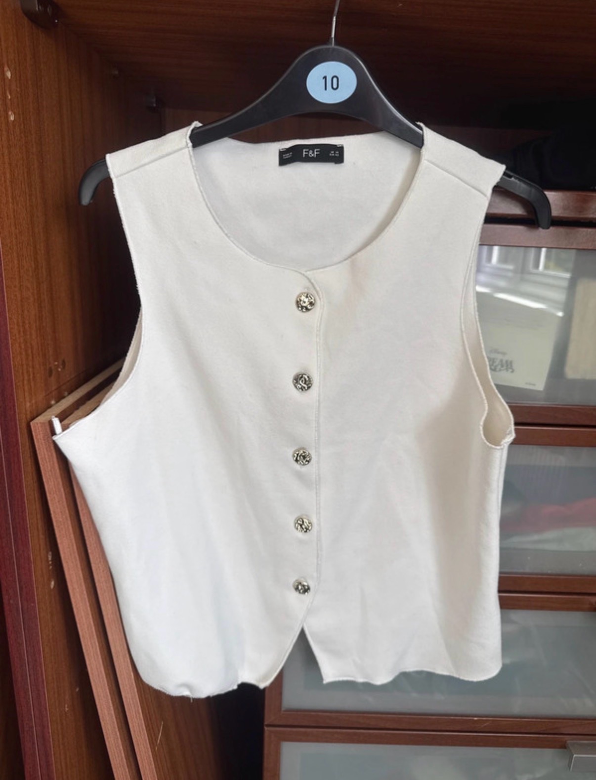 F&F button front sleeveless waistcoat style stretchy top size 14