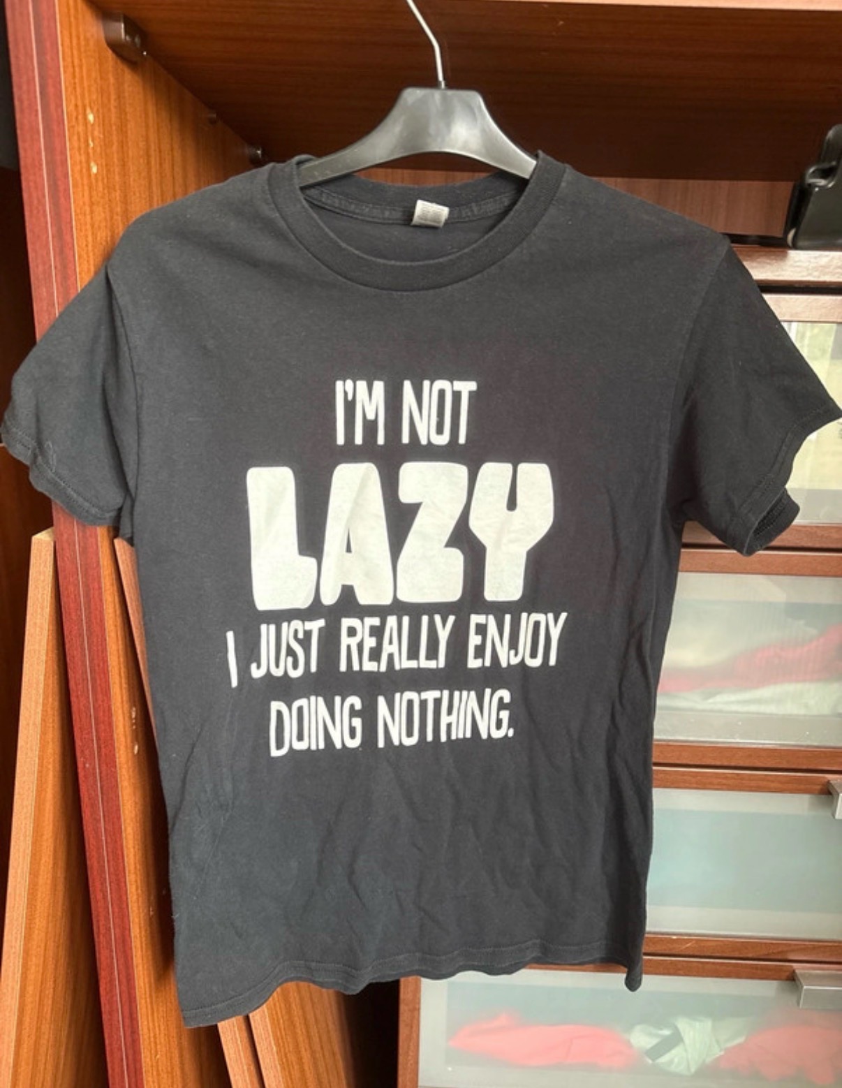 Boys round neck lazy slogan tshirt age 14-16yrs (adult size S)
