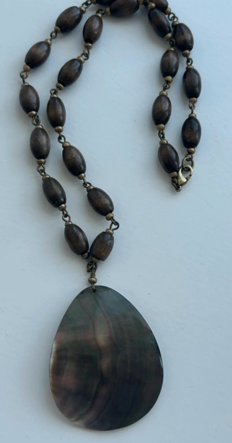 Costume Jewellery Brown Bead Necklace Pendant