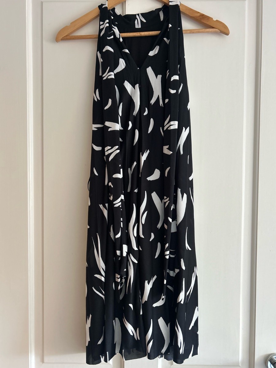 River Island Dress Size 8 Black White Pattern Sleeveless