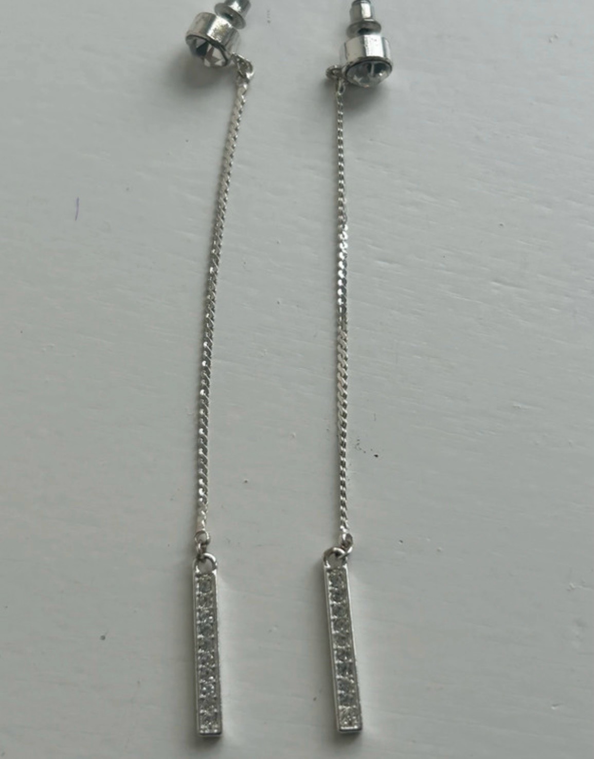 Silver Coloured Drop Earrings Pierced Ears