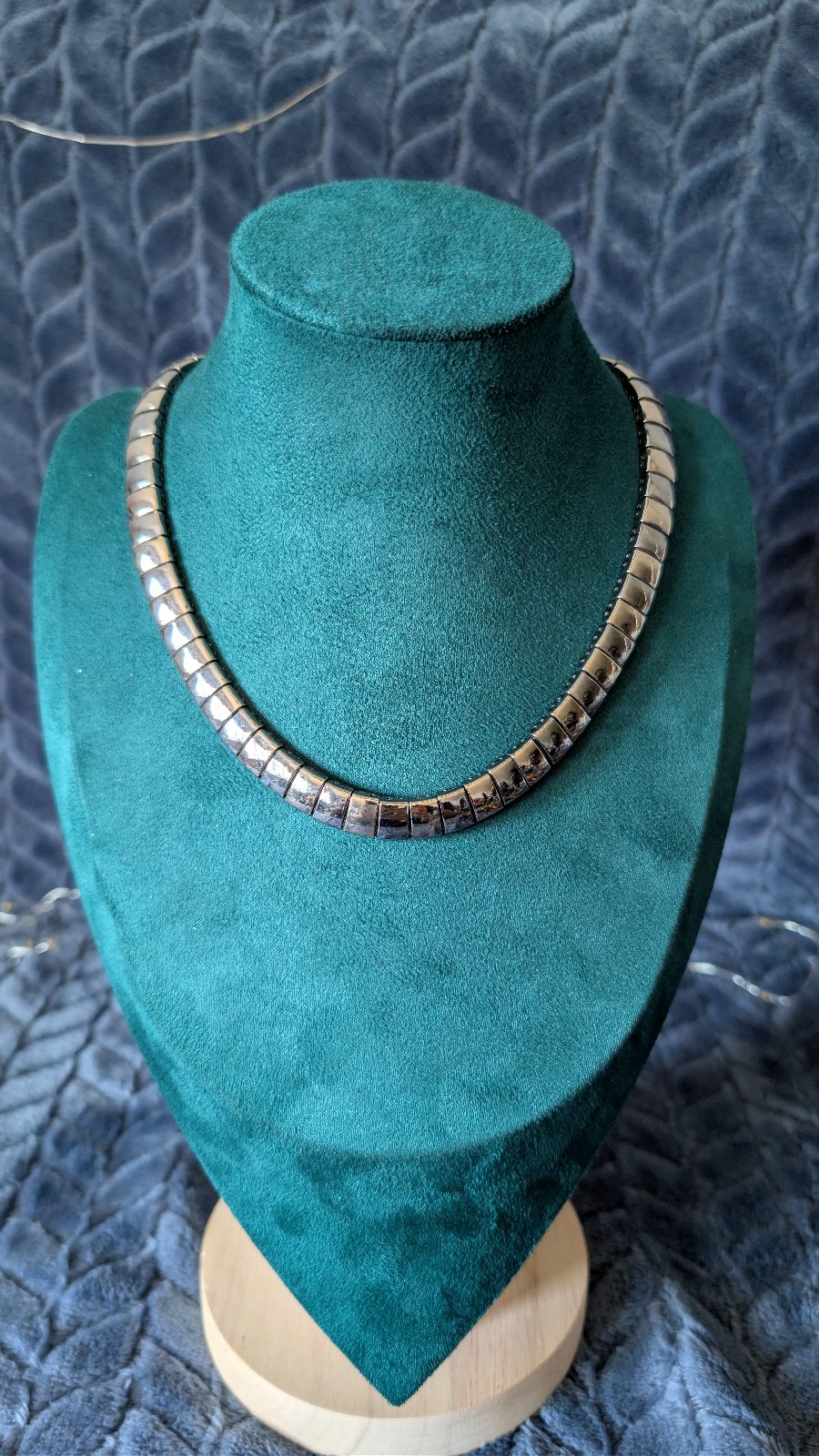 Silver Tone Chunky Segmented Collar Necklace Statement Jewellery