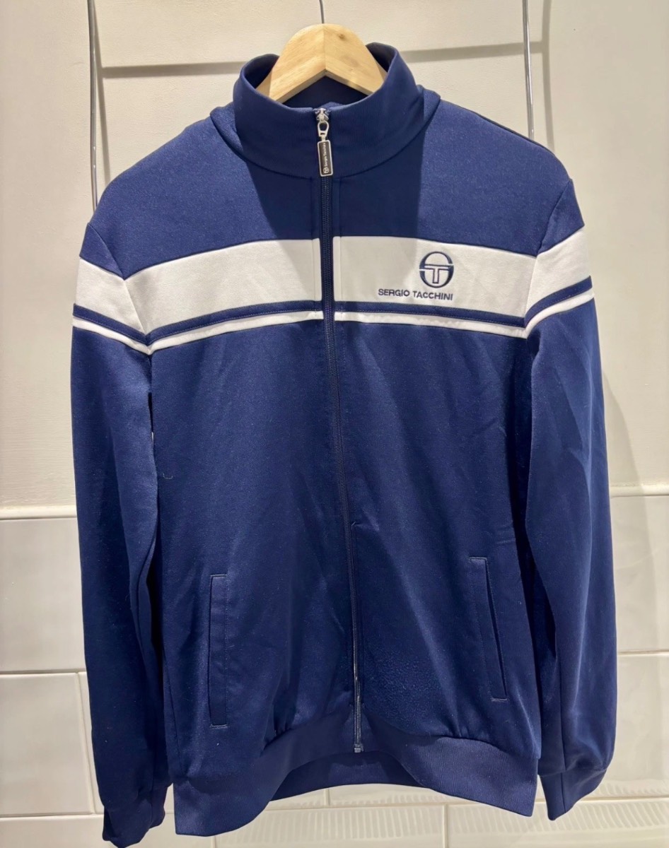 Sergio Tacchini Men’s Masters Track Top Navy Blue/White Medium P2P 20” NWOT