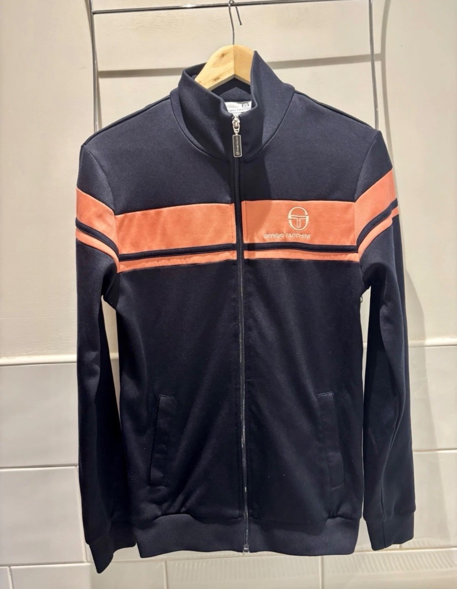Sergio Mens Tacchini Masters Track Top Navy Blue/Orange Size Small P2P20” Superb