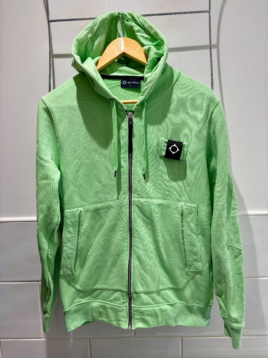 MA.STRUM Mens Zip Through Track Hoody Hoodie In Mint Green Size Small P2P 21”