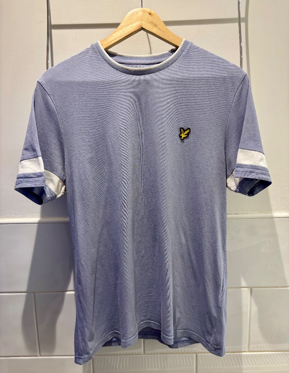 Lyle & Scott Ringer Style T-Shirt - Slate Blue/White Size Medium New Without Tags