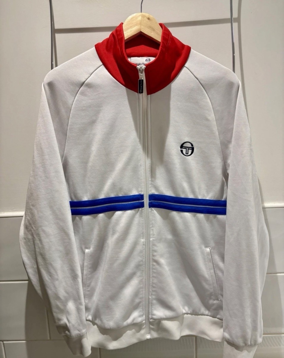 Sergio Tacchini Dallas Track Top White/Adrenaline Rush/Blue Size Large P2P 21”
