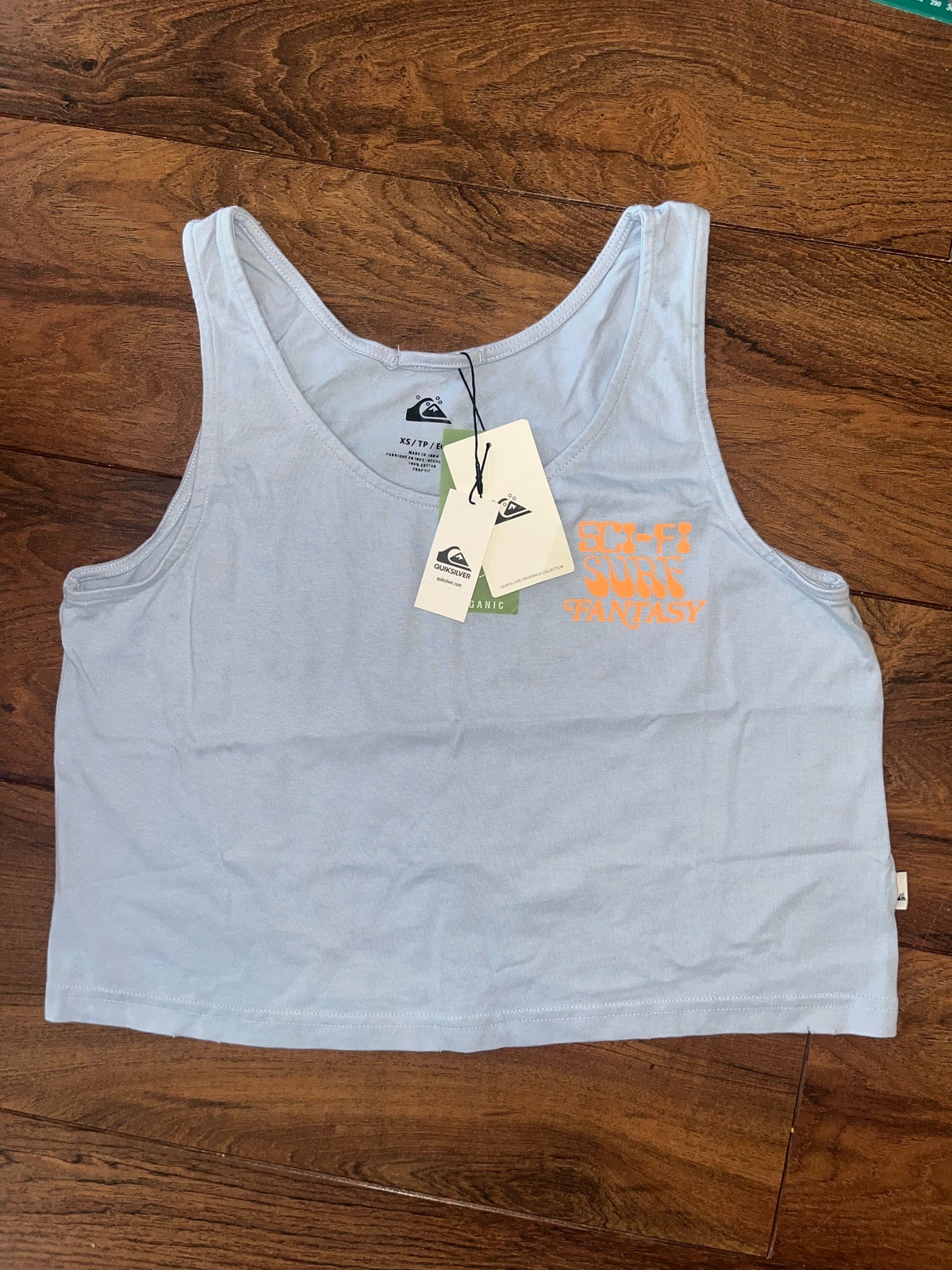 Women’s Quicksilver summer cropped vest tank top blue orange size XS BNWT