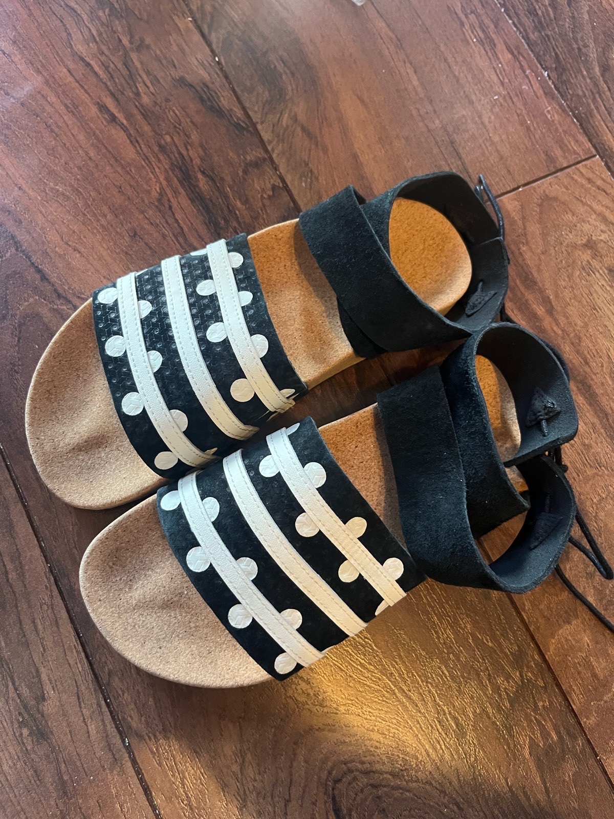 Adidas Originals Adilette ankle strap sandals polka dot women’s size 5