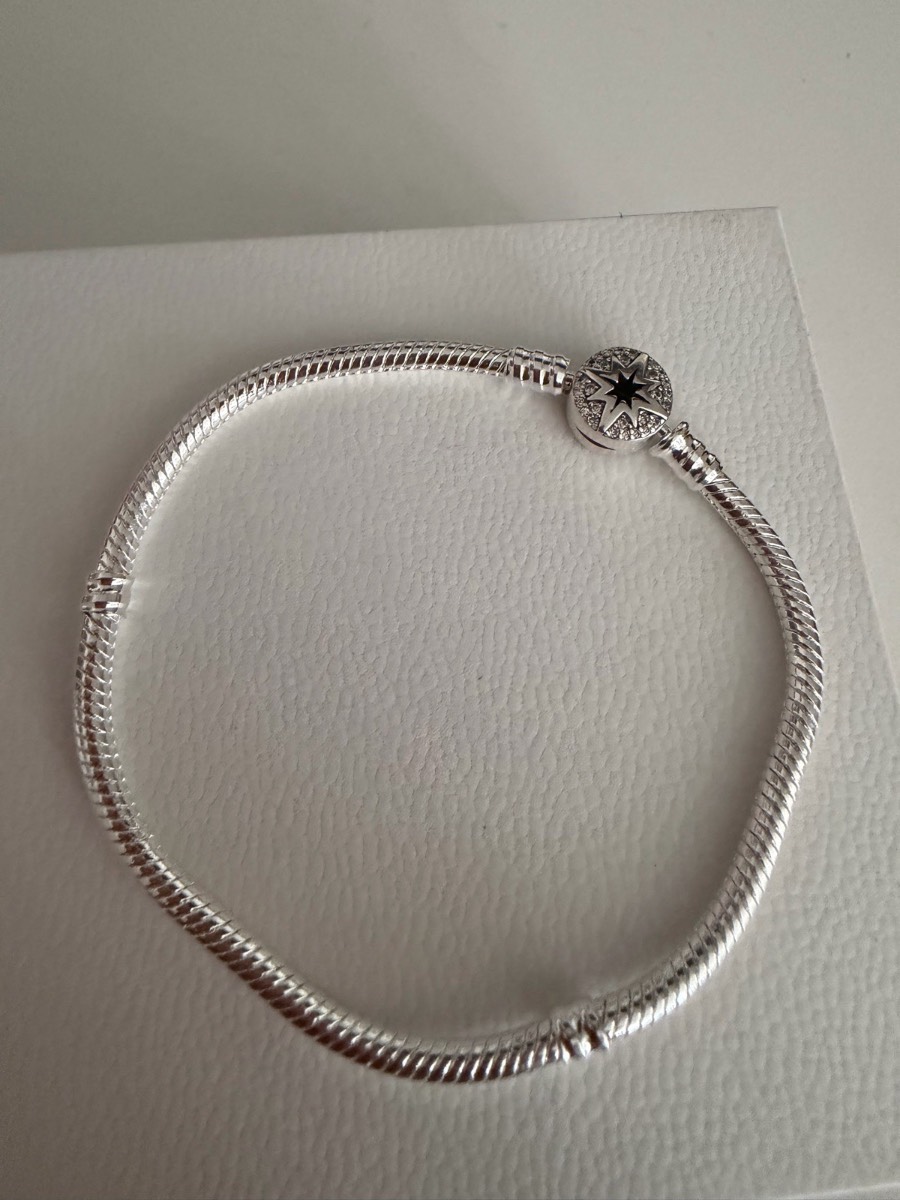 Pandora Moments North Star Clasp Snake Chain Bracelet 21cm Sterling Silver 593584C01