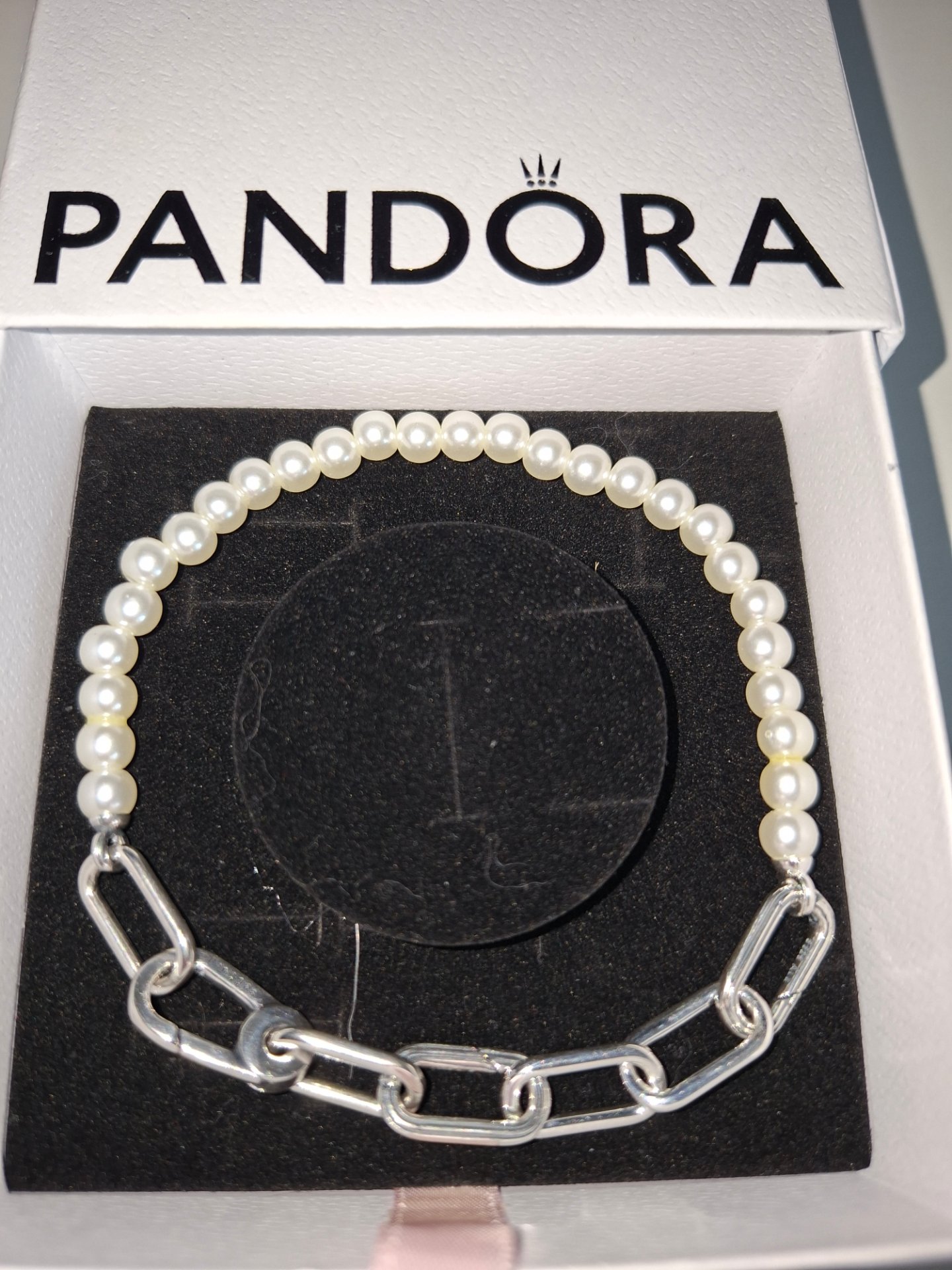 Pandora pearl chain link bracelet 23cm