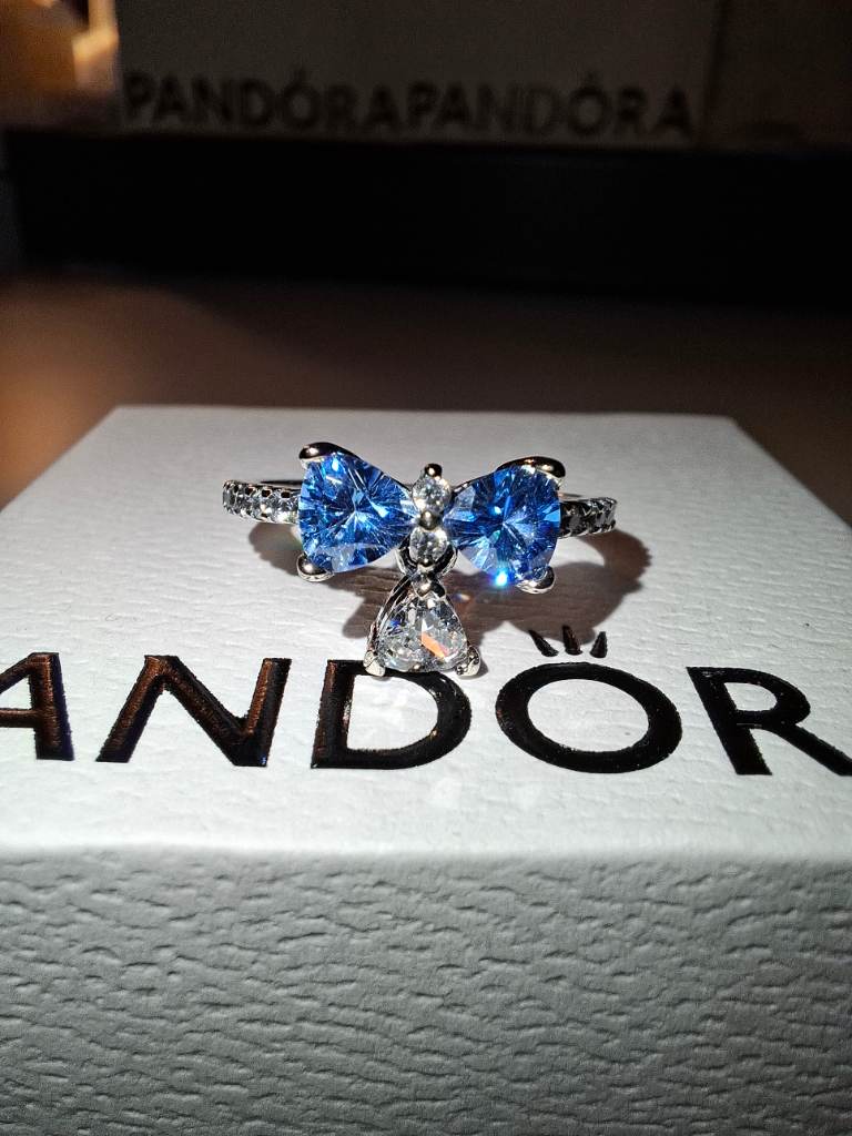 Pandora Bridgerton Blue Bow Ring Size 54