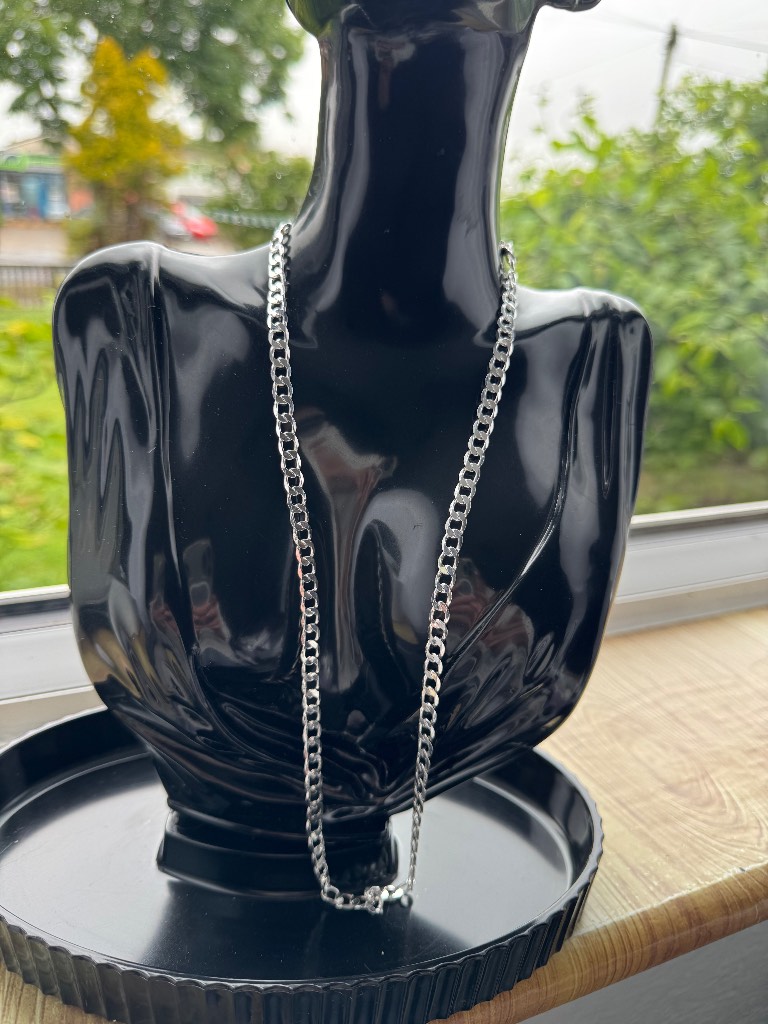 Silver 6mm necklace 55cm/22” unisex