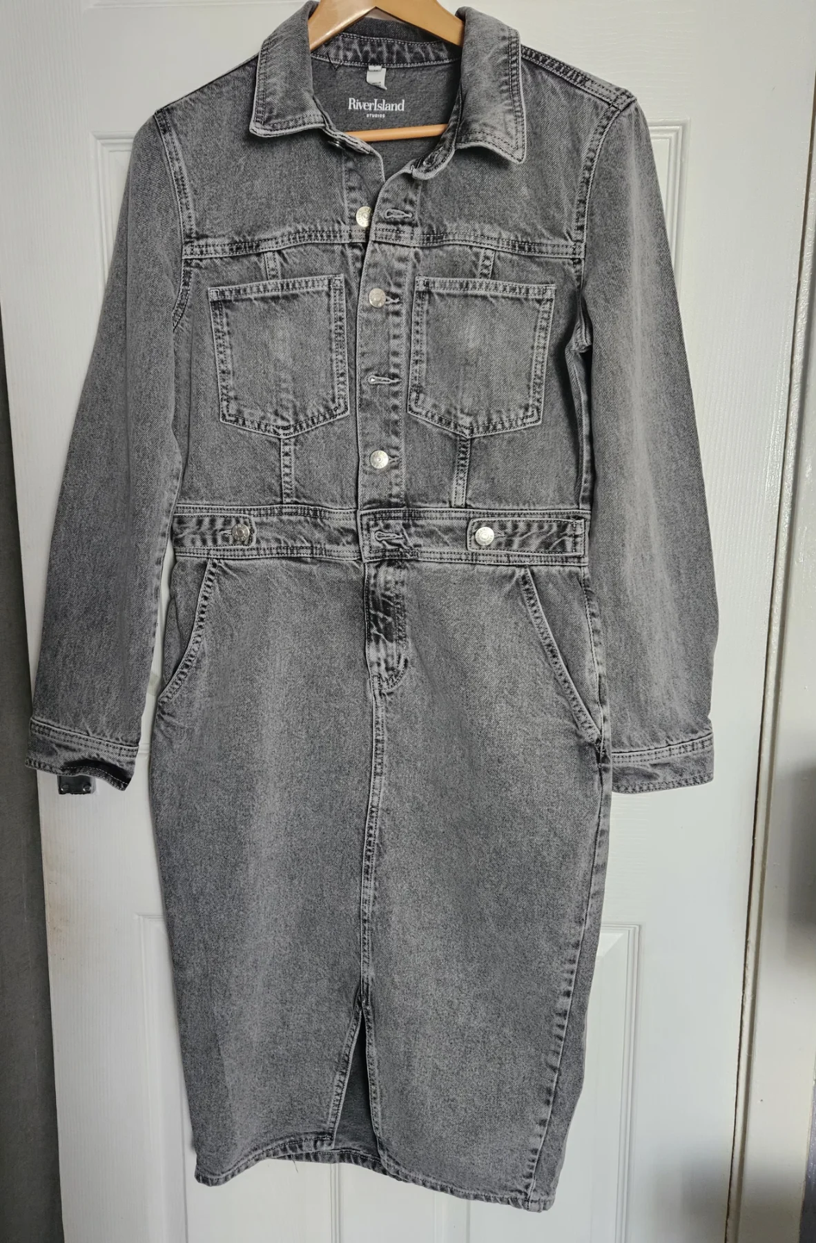 River Island Grey Denim Midi Dress 🖤