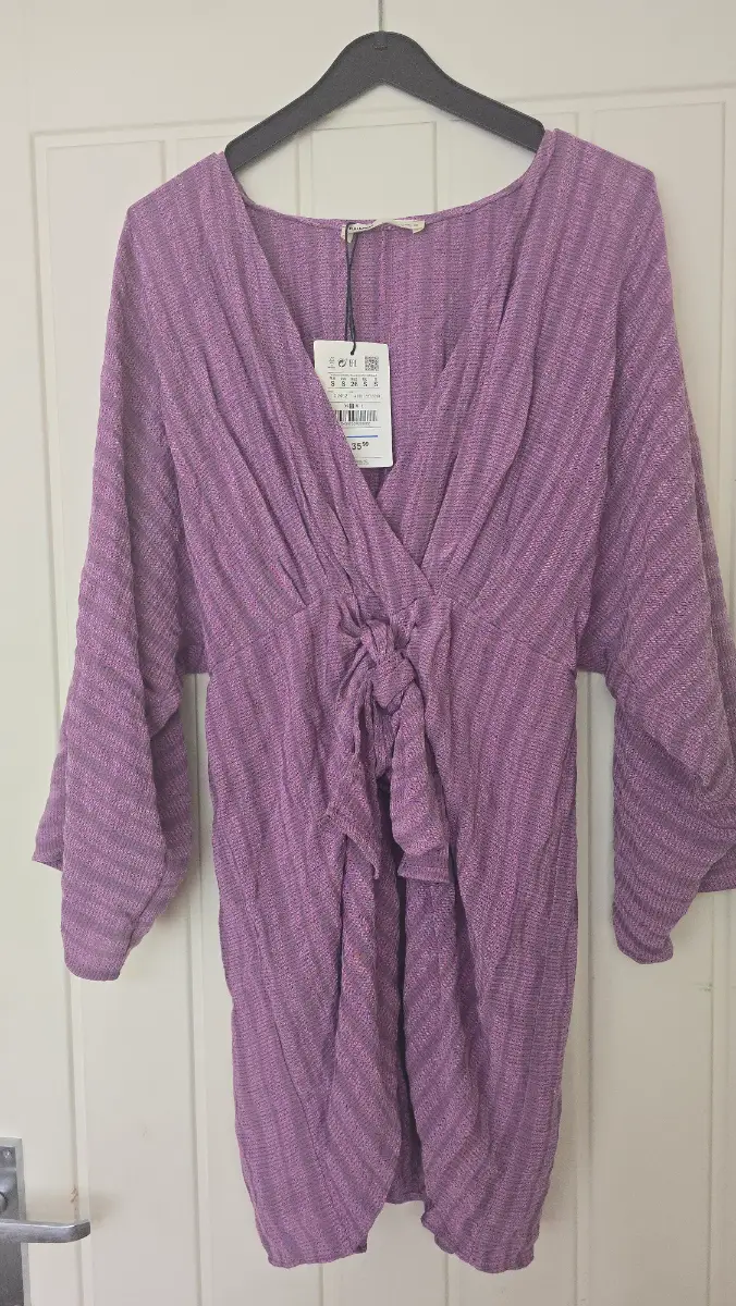 Pull & Bear Lilac Midi Dress Long Sleeve Size Small