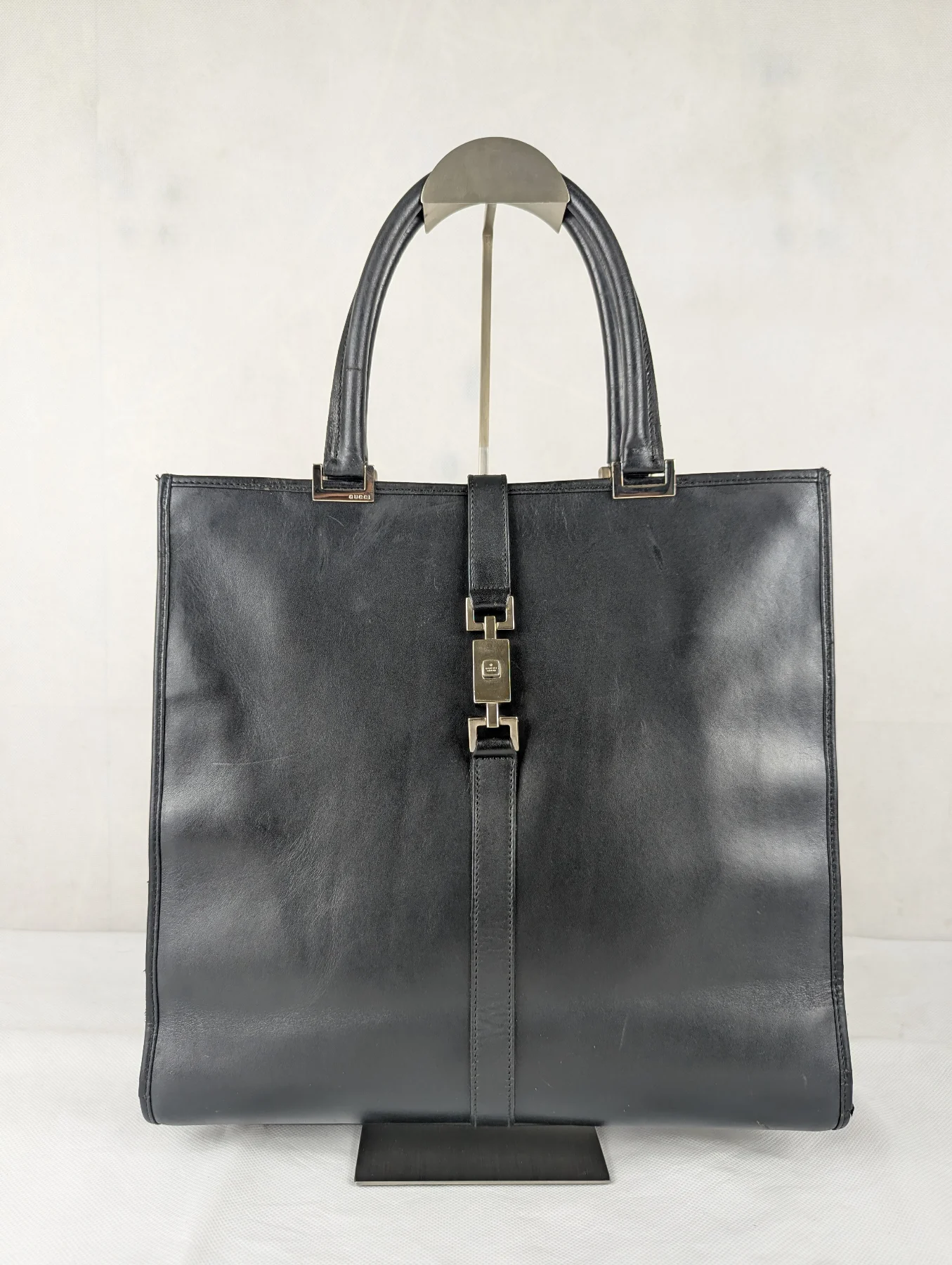 Preloved Gucci Jackie Tote Bag Black Calfskin Leather Made in Italy