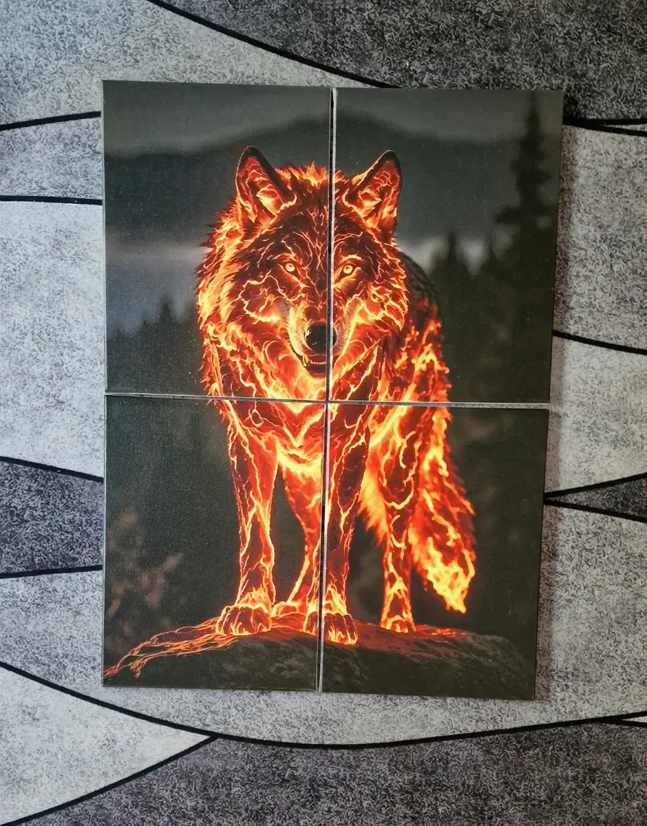 Magma wolf framed canvas set