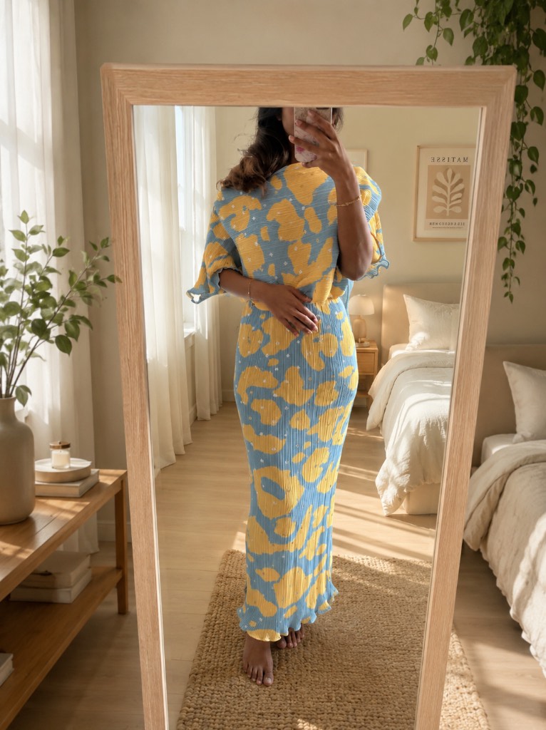NFD Yellow and Blue Abstract Dress