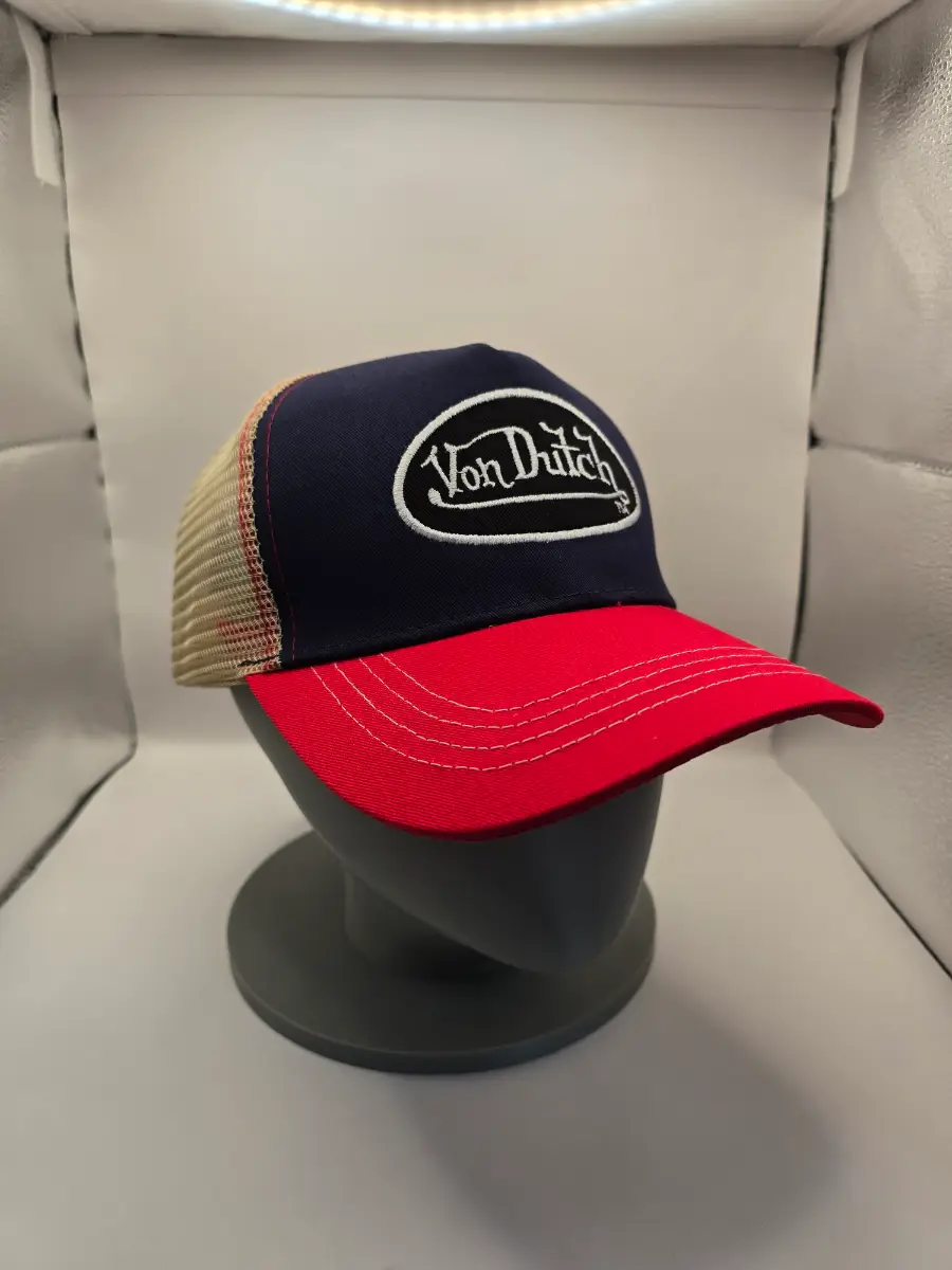 ❤️ Von Dutch Trucker Cap – Navy, Red & Beige – New