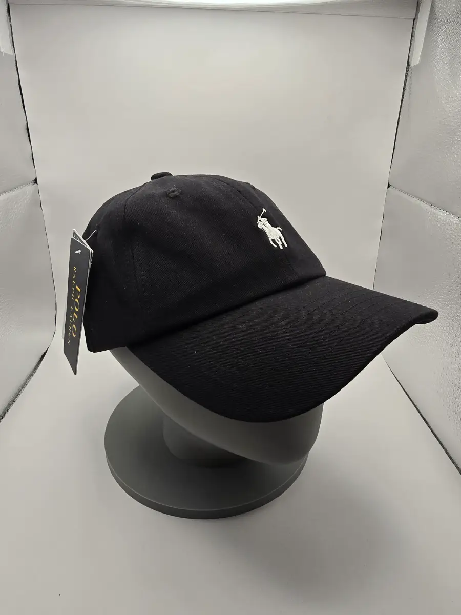 🖤 Ralph Lauren Baseball Cap – Black with White Logo – New