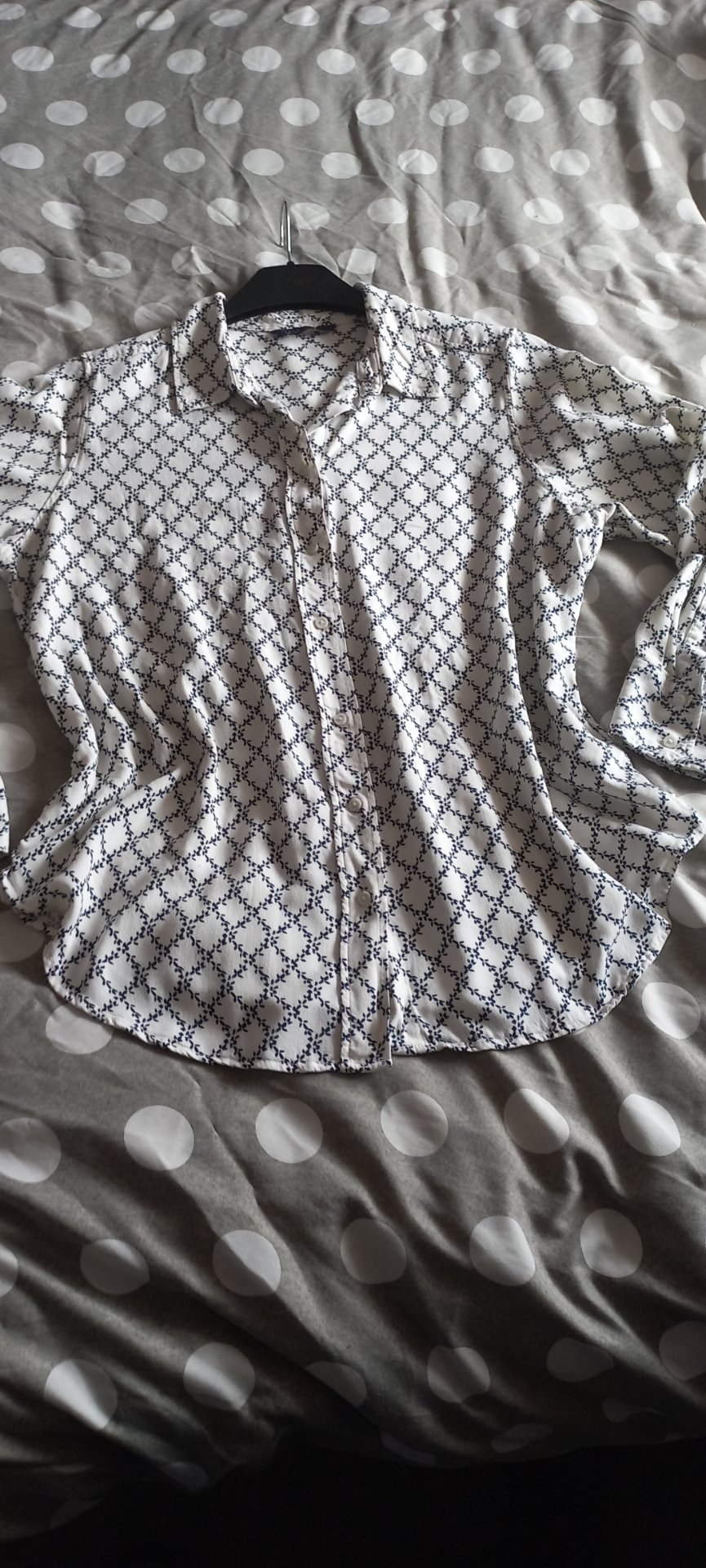 M&S Collection women's button up white/navy bloyse size UK14