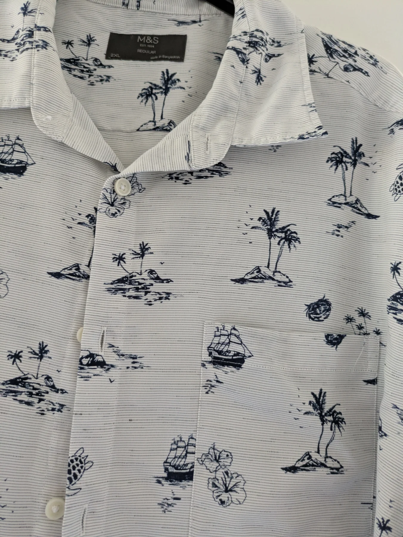 M&S Mens Short Sleeve Shirt Size 2XL (47-49")