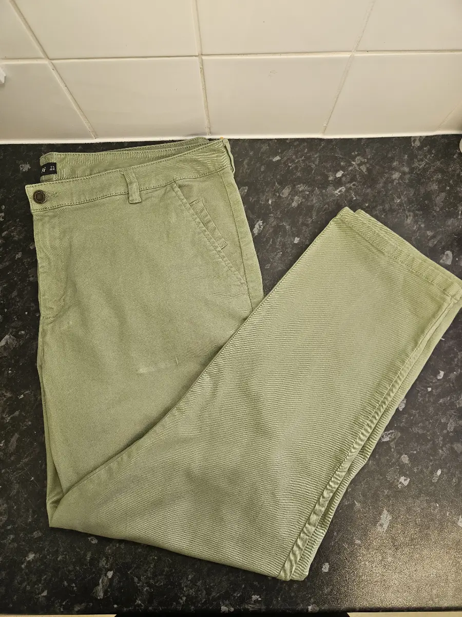 F&F sage green chino trousers smart casual pants size UK 20