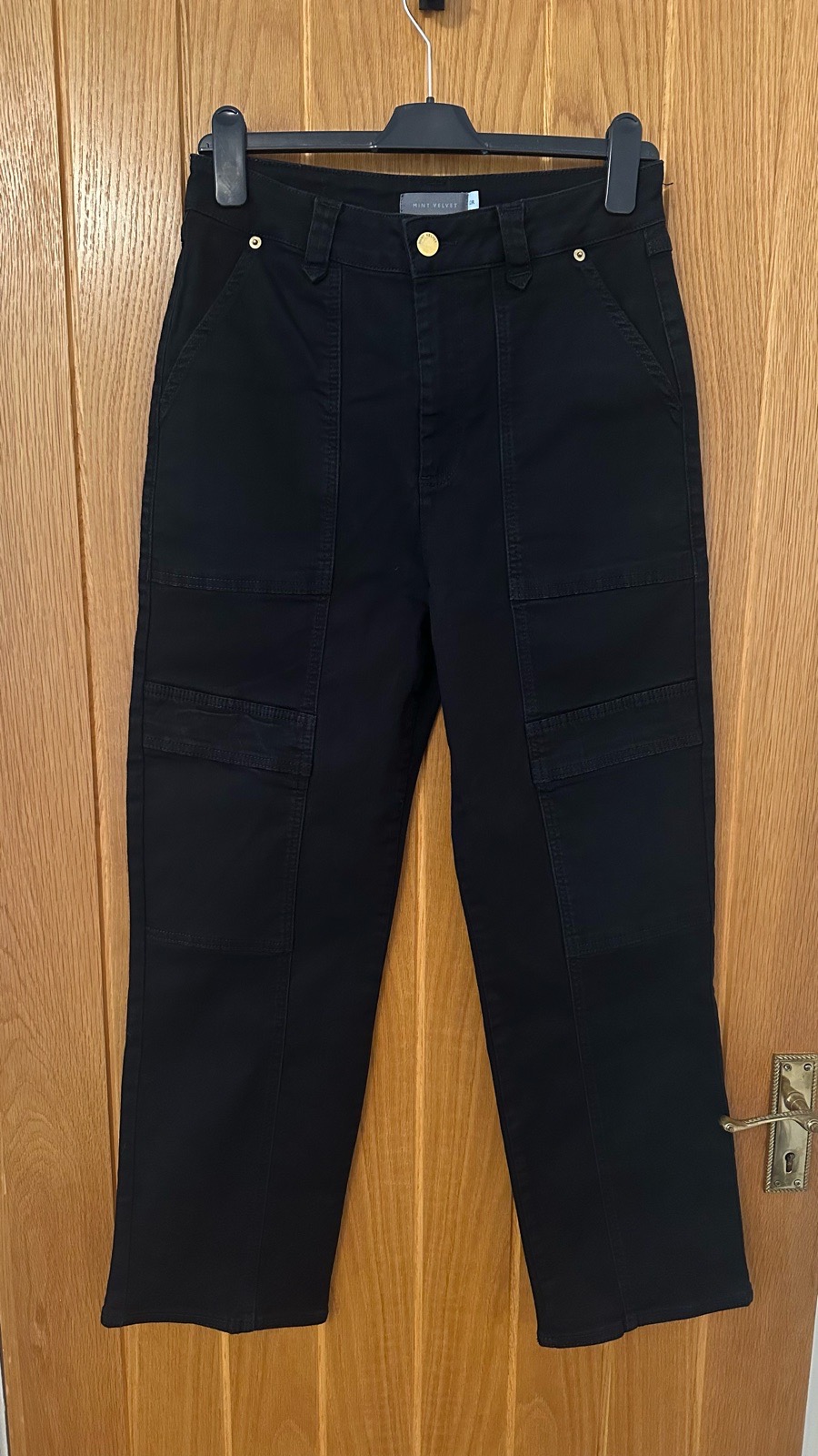 Mint Velvet Black Cargo Trousers Straight Leg Jeans – Size 12 UK
