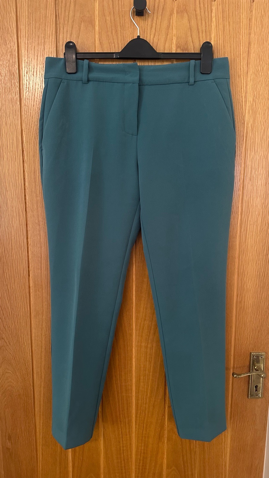 PINKO Intermezzo Pantalone Cady Tailored Trousers Teal Green Made in Italy UK 14 IT 46
