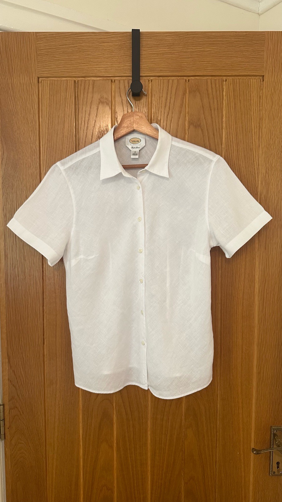 Talbots 100% Linen White Short Sleeve Shirt Fitted – Size 12 UK