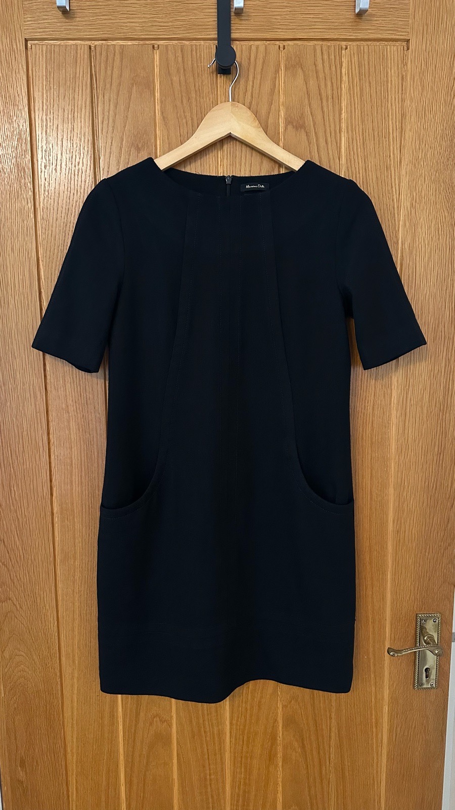 Massimo Dutti Black Tailored Shift Dress Lined Panelled – UK 8 / EUR 36