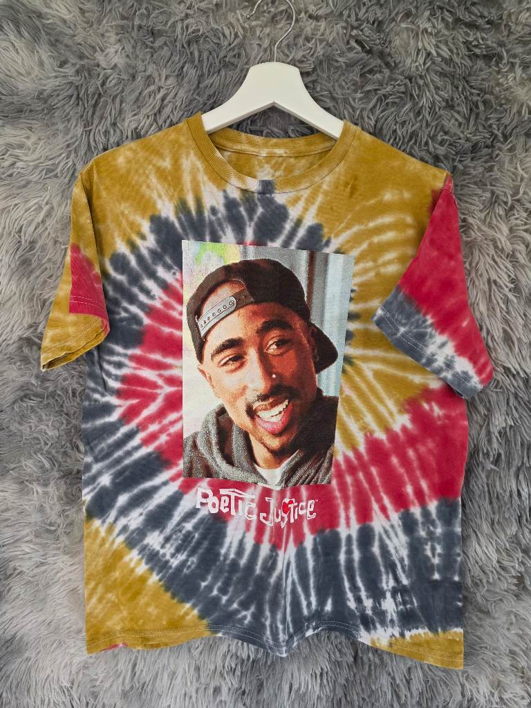 Tupac Shakur Poetic Justice Tie Dye T-Shirt – 2Pac Graphic Tee – Size 13–14.