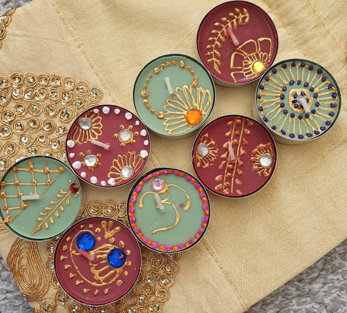 Hand Painted Henna-Inspired Scented Mini Tealights (Pack Of 8)