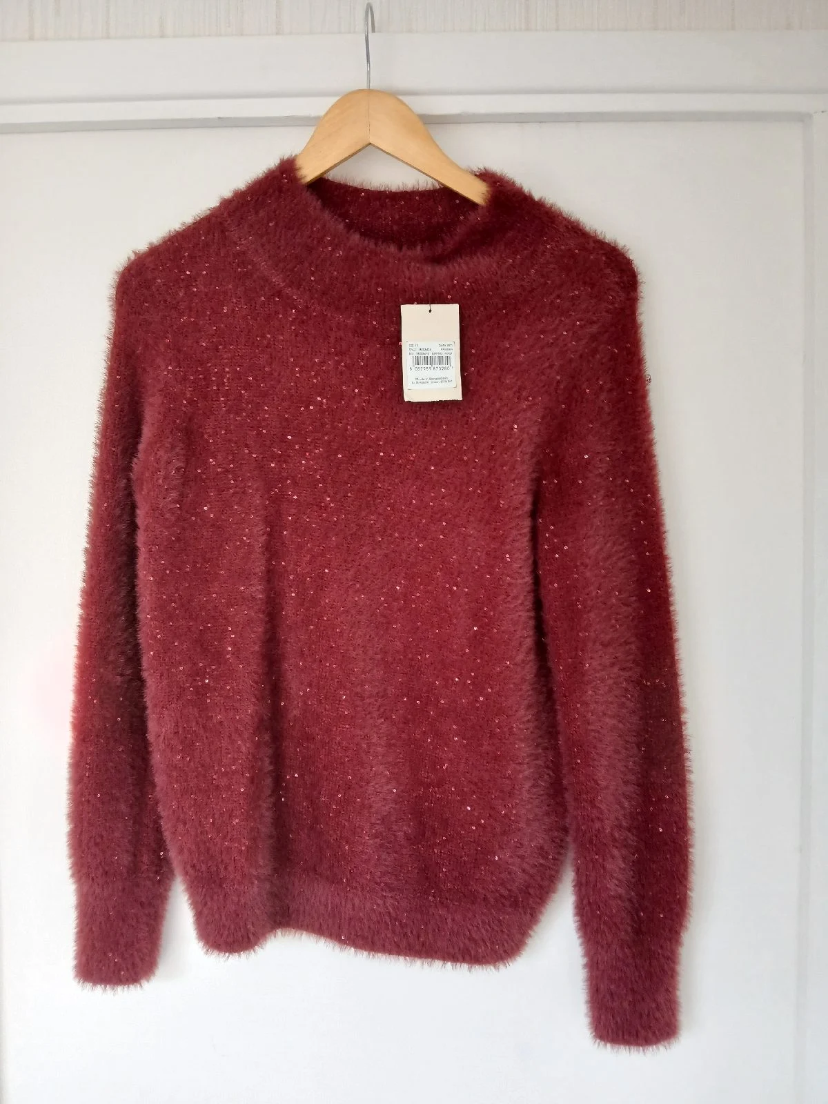 Tu Woman Dark Red Sparkle Fluffy Jumper (BNWT)