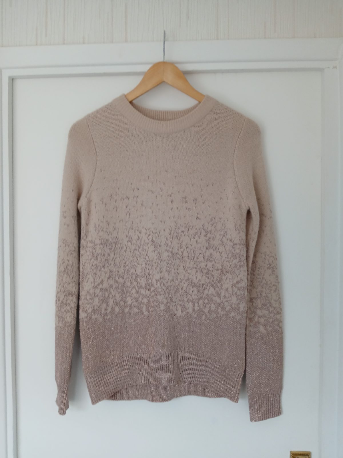 H&M Beige Metallic Rose Gold Ombré Glitter Knit Jumper Size XS