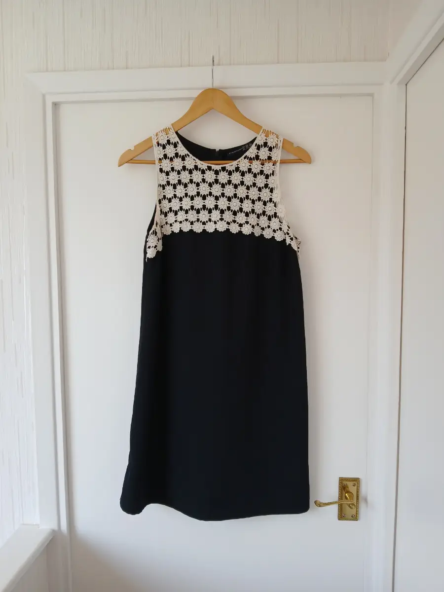 Atmosphere Black & Cream Crochet Mini Dress Size 10