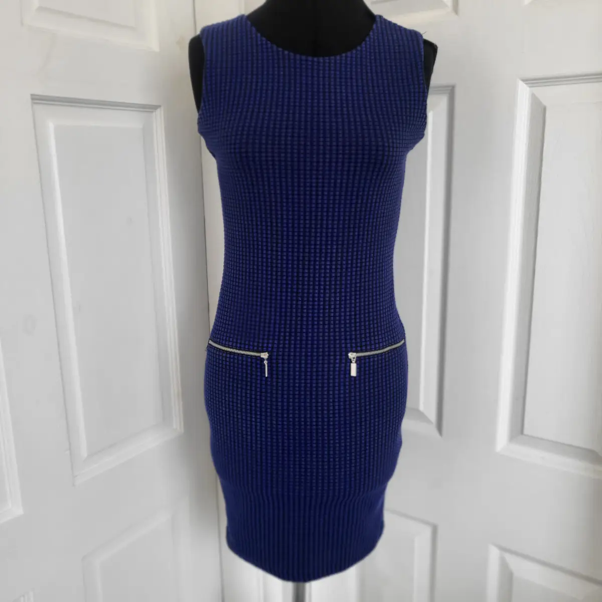 Select Vintage Ladies Blue & Black Bodycon Mini Dress Size 6