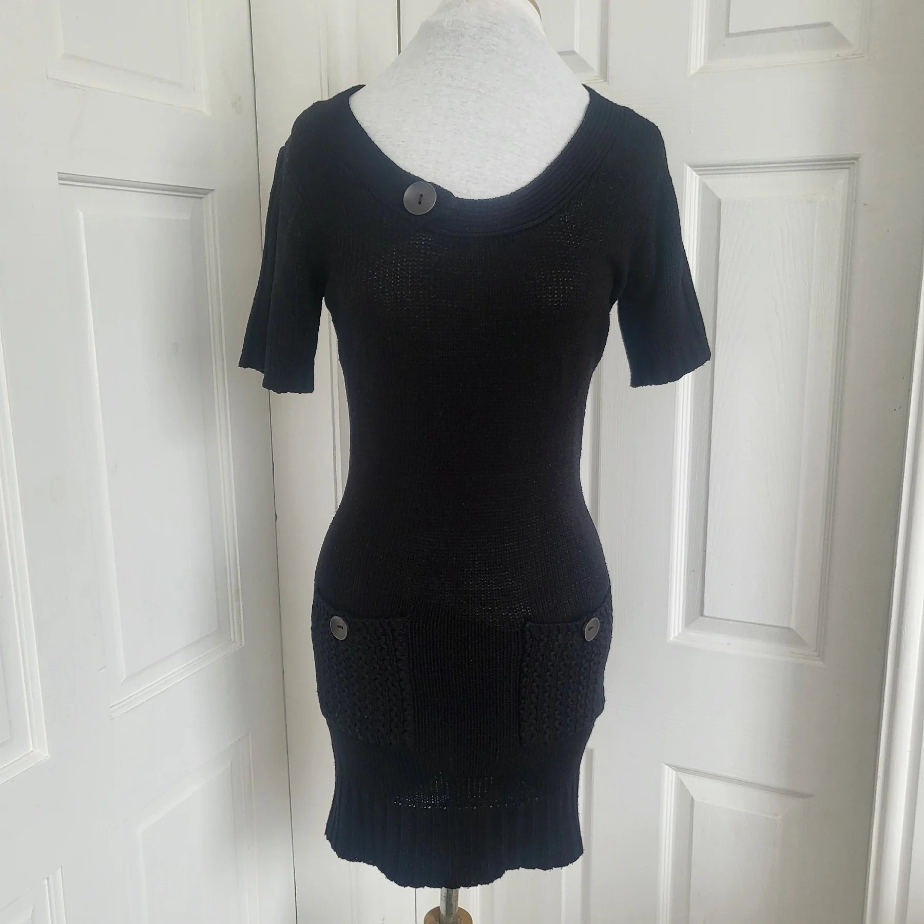 Urban Angel Short Sleeved Knitted Little Black Jumper Dress Size Small