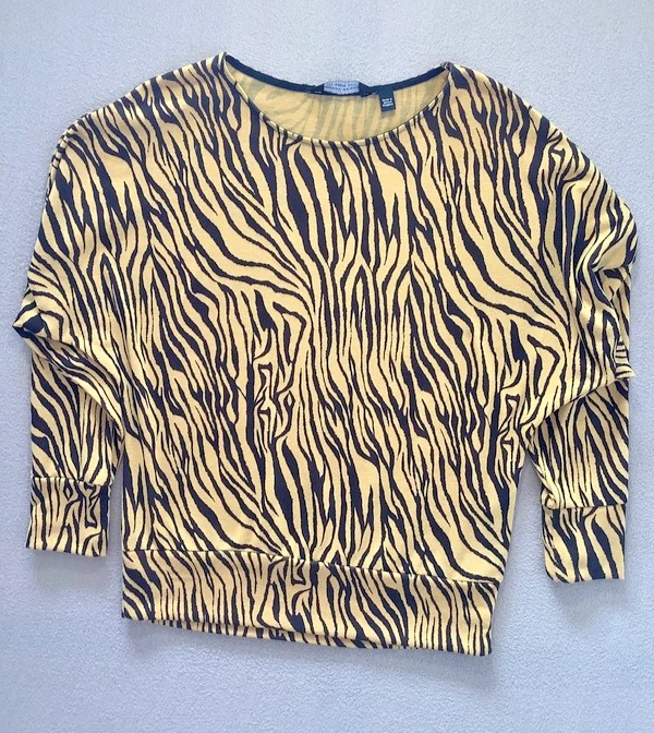 Dorothy Perkins Mustard Tiger Print Slouch Jumper Size 10