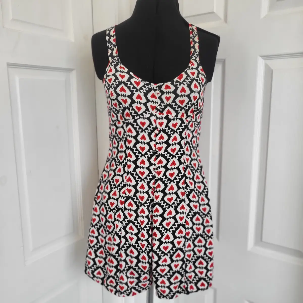 Quiz Heart Print Retro Romper/Playsuit size 10