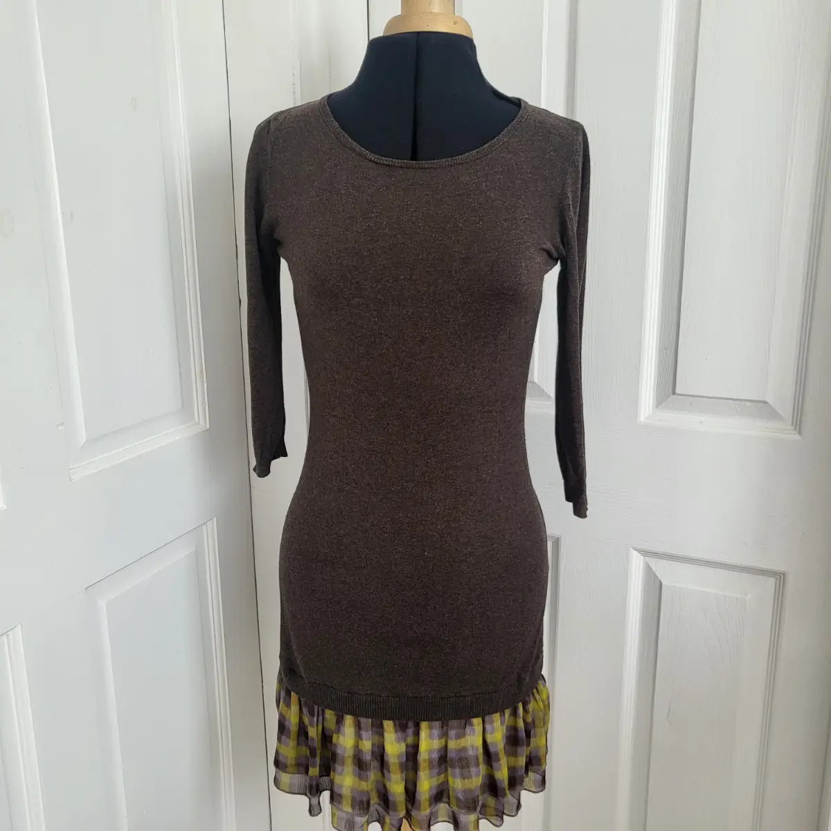 Next Ladies Brown 3/4 Sleeve Jumper Dress Size 8