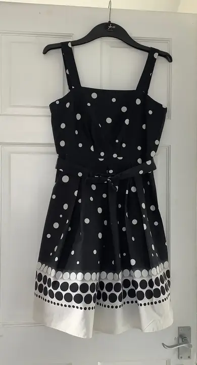 Red Herring Black & White Polka Dot Summer Dress Size 10