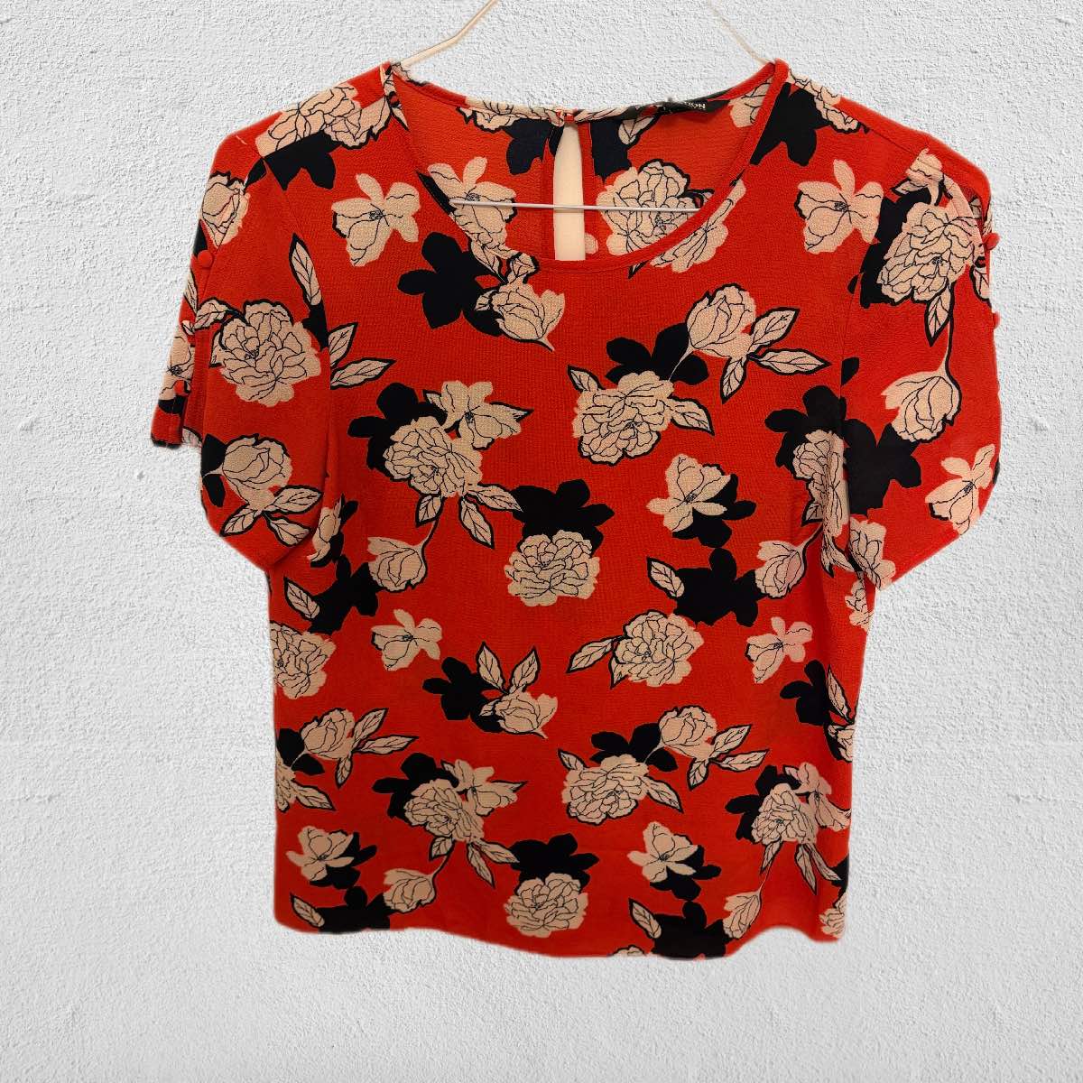 Debenhams The Collection Red Floral Blouse UK 10 EU 38 | Short Sleeve Smart Casual Top